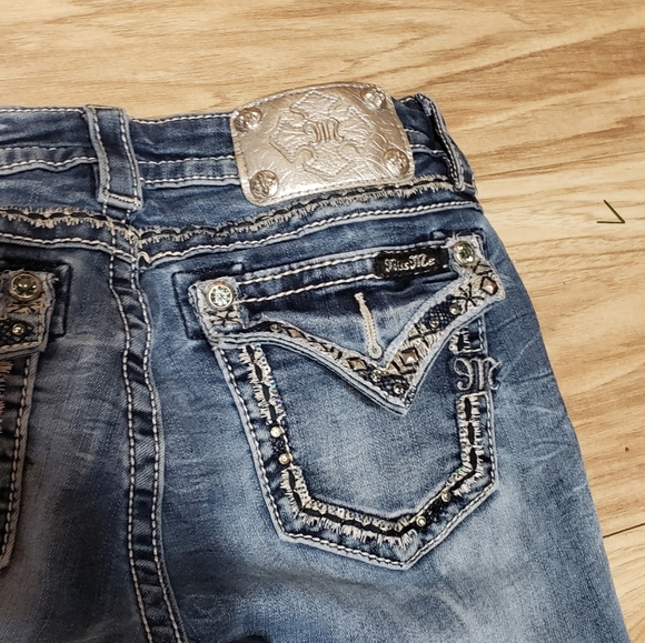 Miss Me Jeans Signature Boot 27 Low Rise Bling Pockets Cowgirl Western - Picture 4 of 5